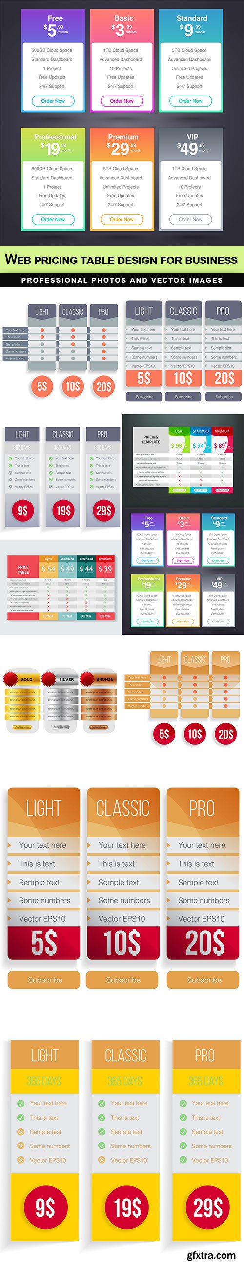 Web pricing table design for business - 9 EPS