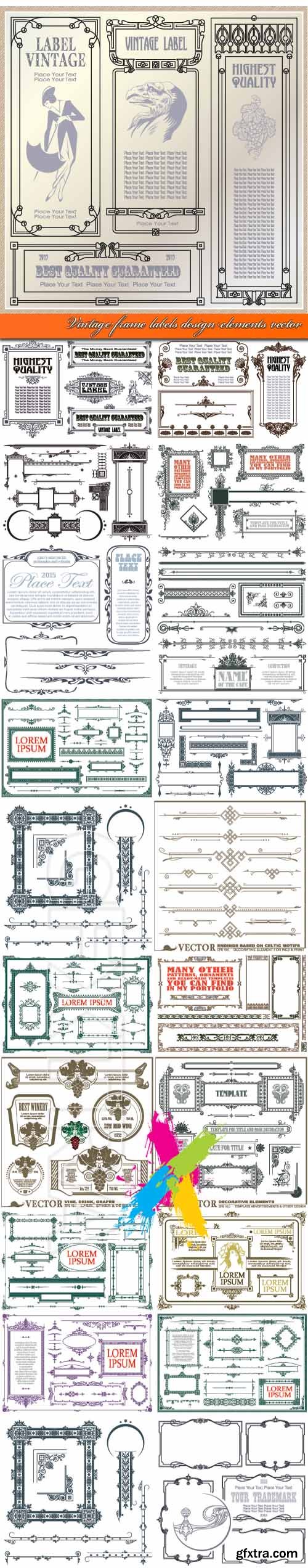 Vintage frame labels design elements vector