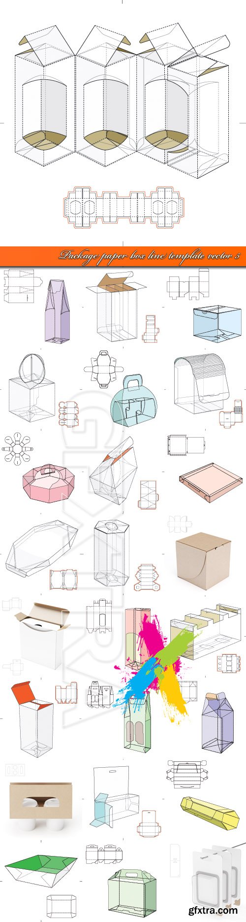 Package paper box line template vector 5