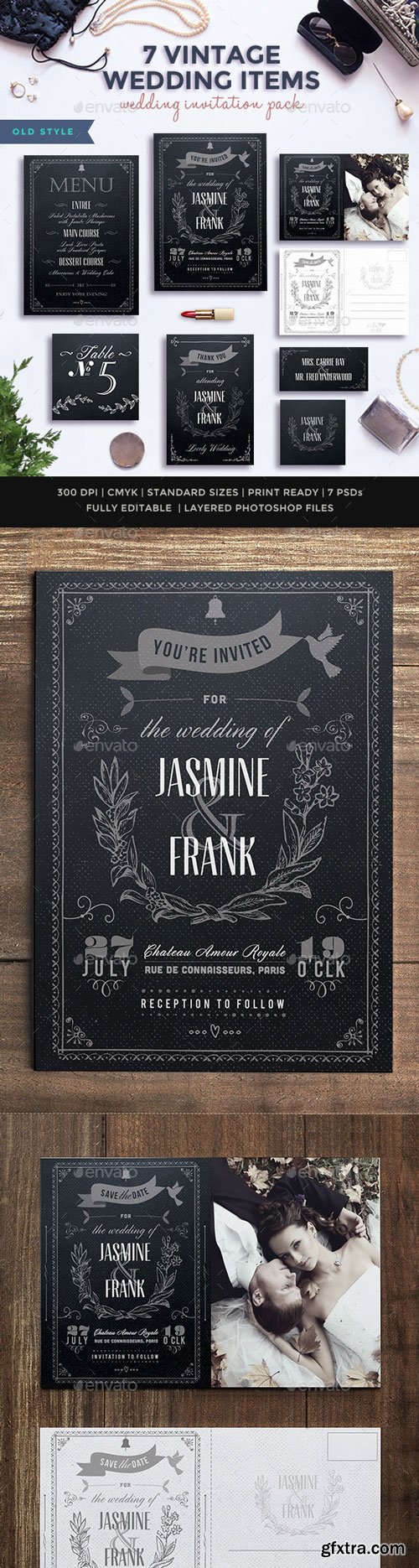 GraphicRiver - 7 Vintage Items - Wedding Pack - 10201277