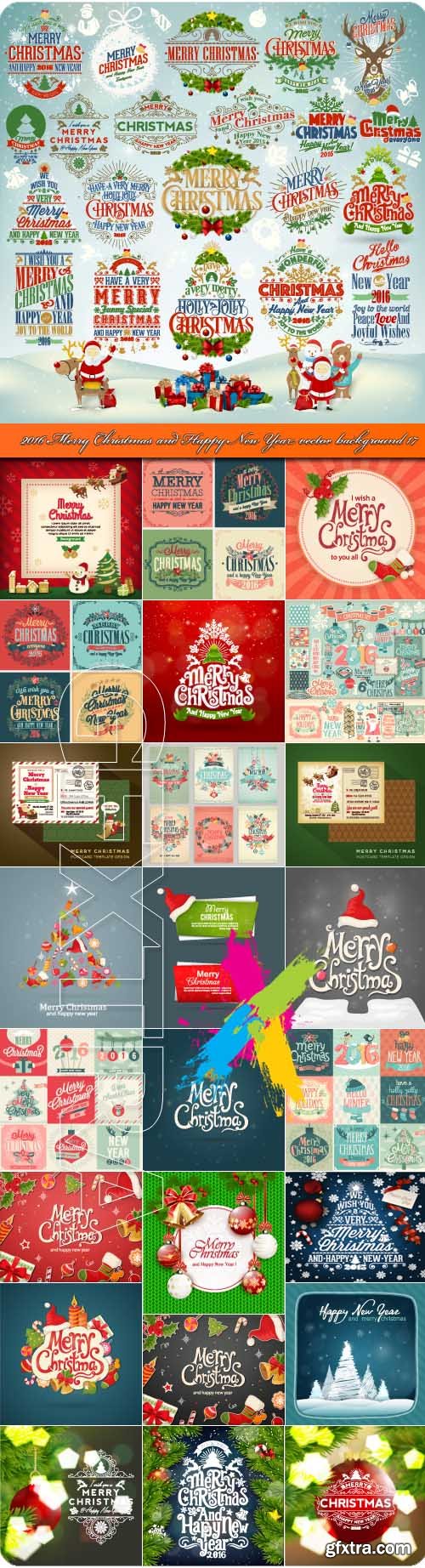 2016 Merry Christmas and Happy New Year vector background 17