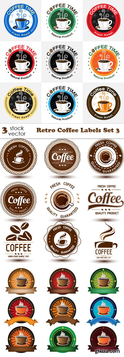 Vectors - Retro Coffee Labels Set 3