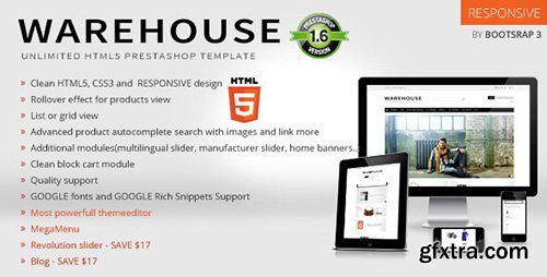 ThemeForest - Warehouse v3.6.2 - Responsive Prestashop 1.6 Theme + Blog - 3178575