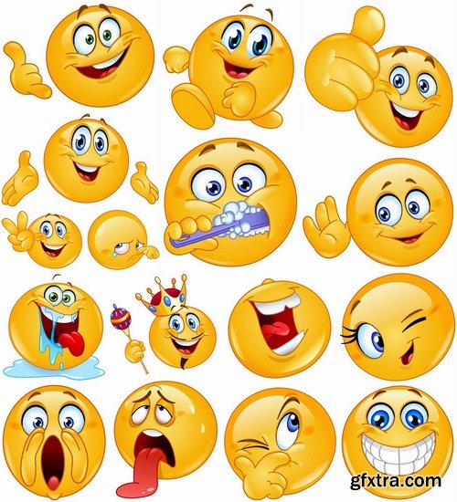 Collection of vector image smiley smile funny character balloon 25 EPS