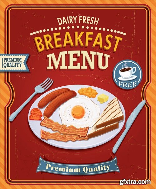 Collection of vector image flyer stretched banner menu different food slogan logo 25 EPS