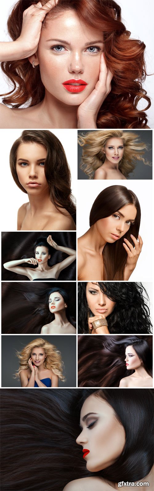 Women with beautiful hair, brunette, blonde - Stock photo