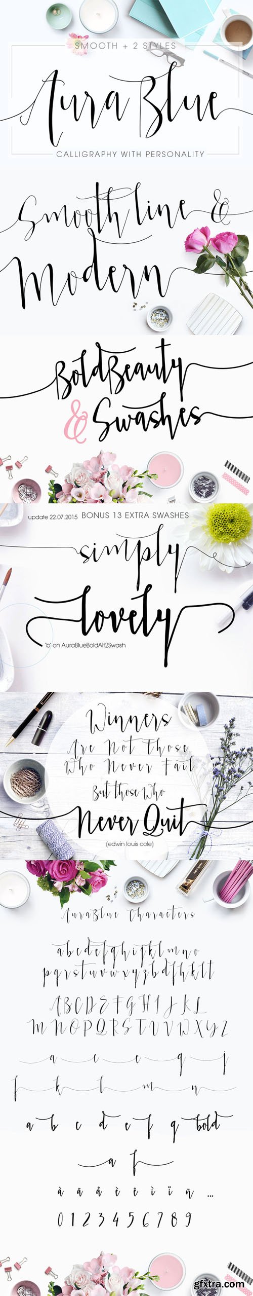 Aura Blue, Modern Calligraphy Font - CM 256284