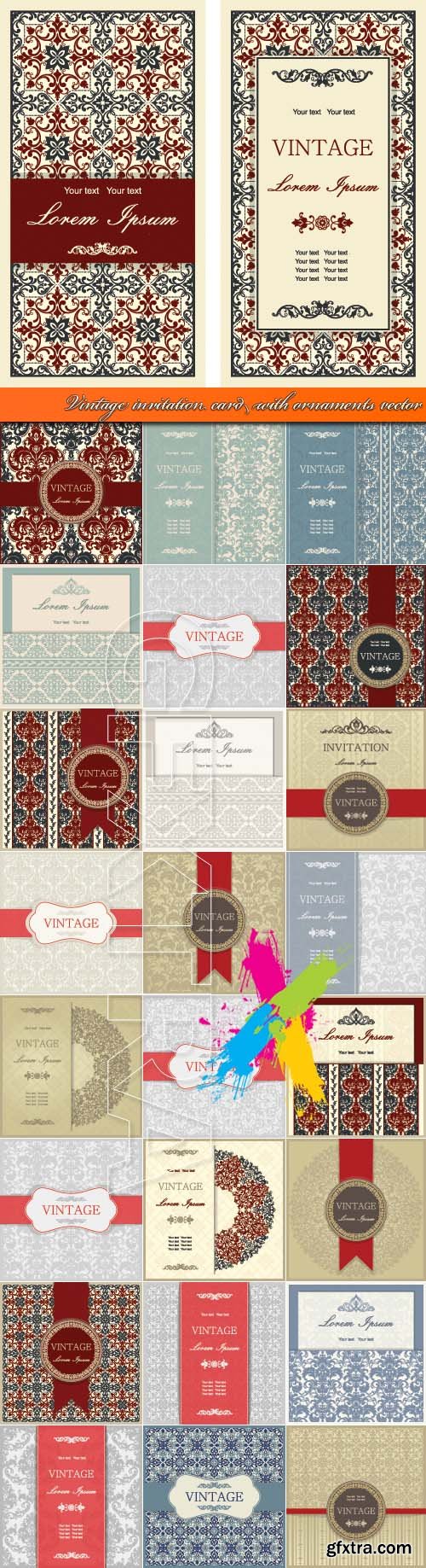 Vintage invitation card with ornaments vector