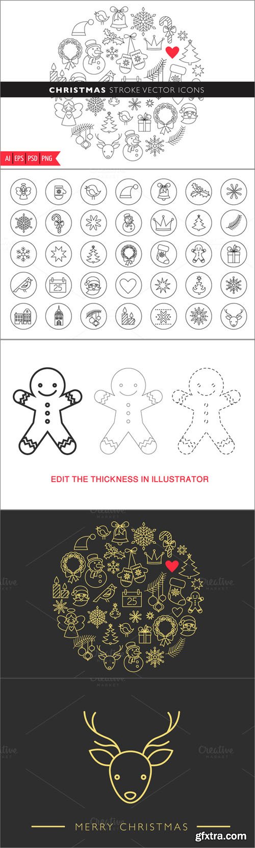 Christmas Stroke Icons set - CM 78930