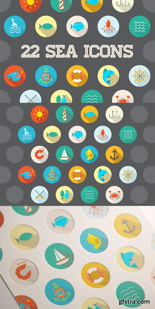 Awesome 22 Flat Vector Sea Icons - CM 201303