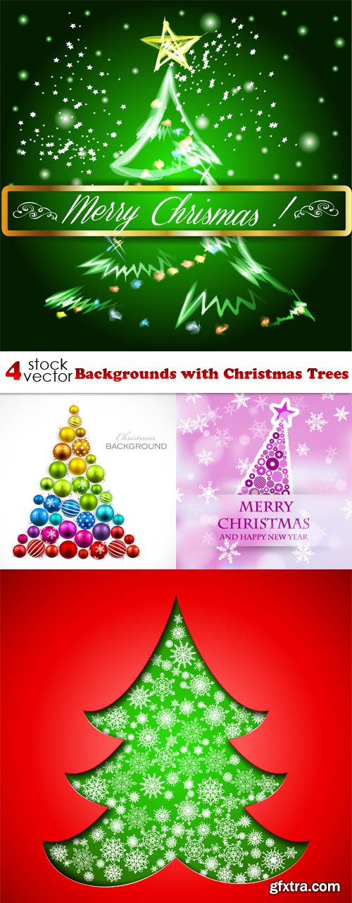 Vectors - Backgrounds with Christmas Trees