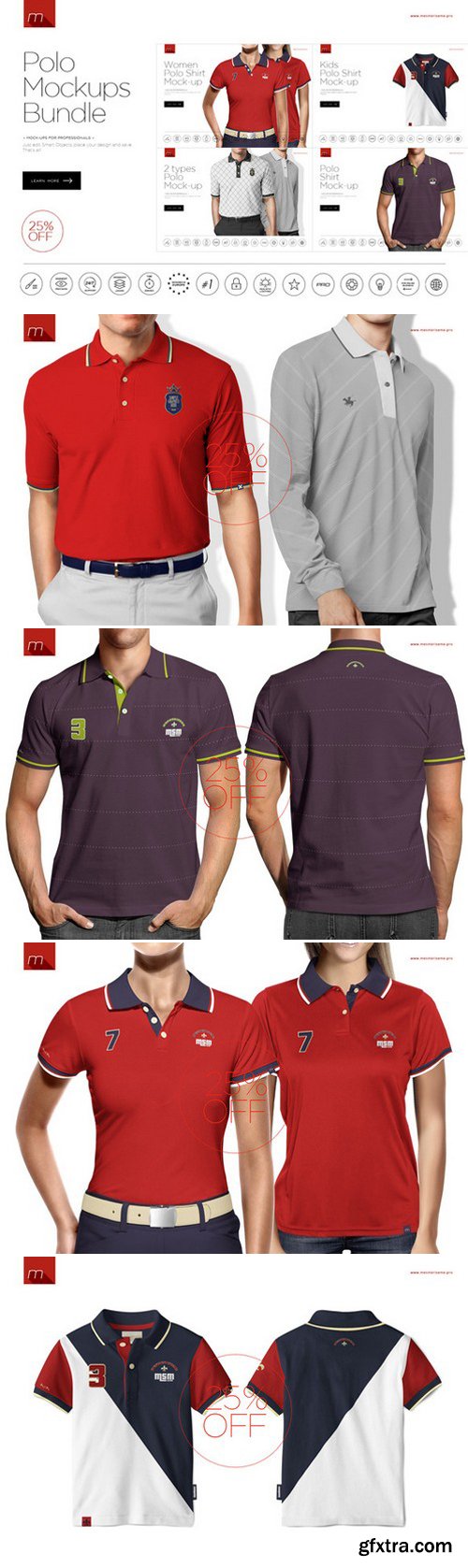 CM - Polo Shirt Mock-ups Bundle 4in1 426485