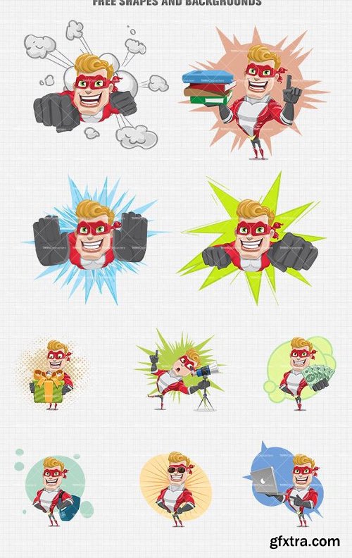 Cheerful Superhero Cartoon Character Ultimate Set Bundle