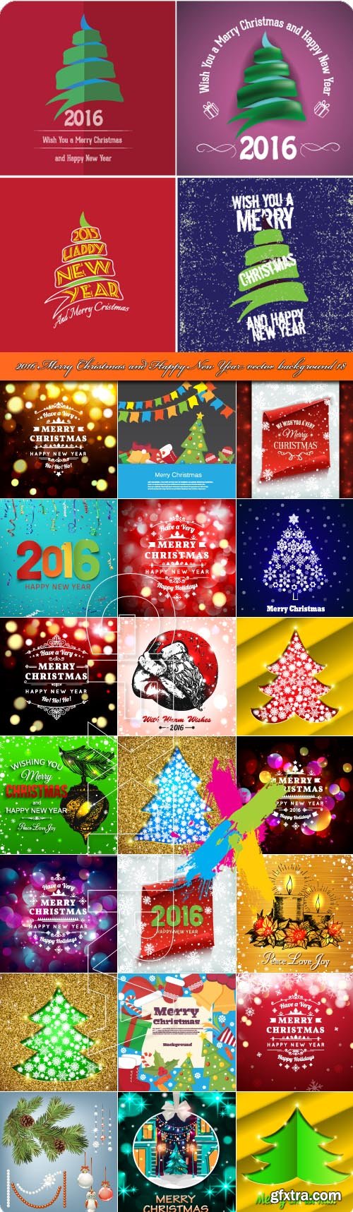 2016 Merry Christmas and Happy New Year vector background 18