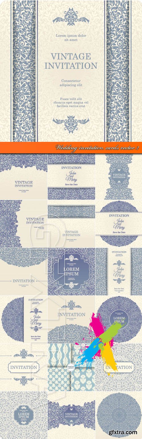 Wedding invitation cards vector 2