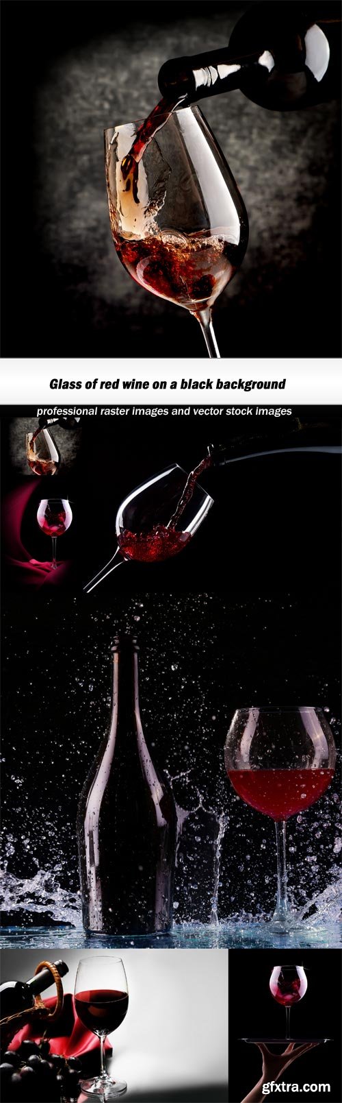 Glass of red wine on a black background