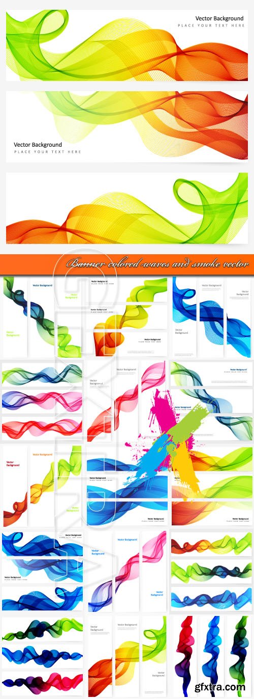 Banner colored waves and smoke vector