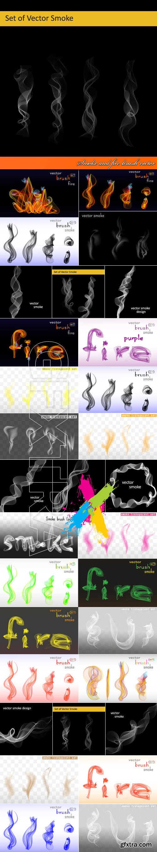 Smoke and fire brush vector