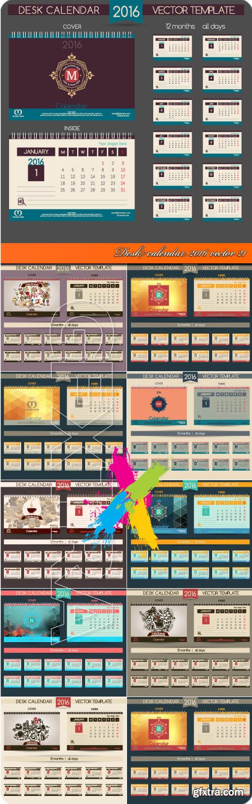 Desk calendar 2016 vector 21