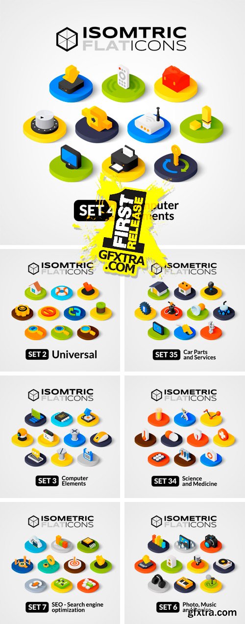 Amazing SS - Isometric Flat Icons, 25xEPS