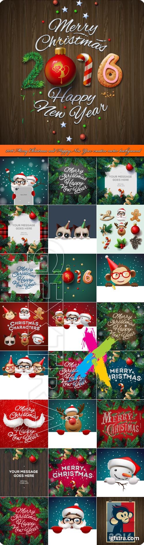 2016 Merry Christmas and Happy New Year creative vector background