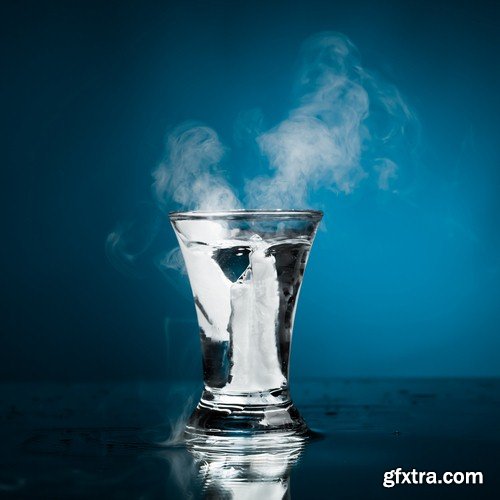 Glass of water with ice