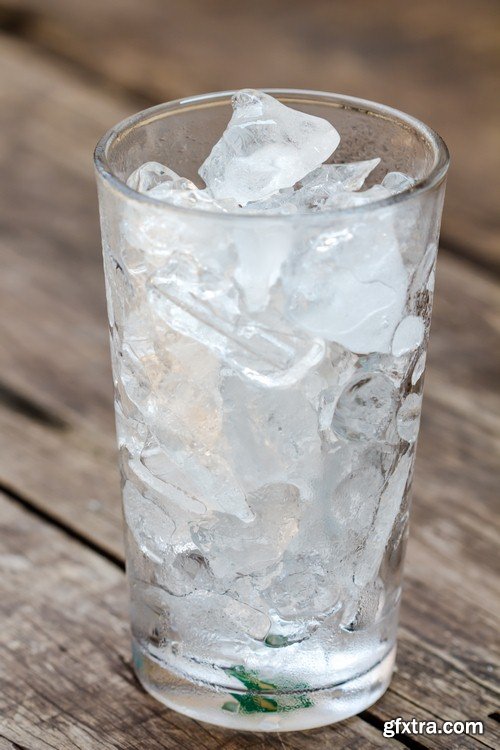 Glass of water with ice