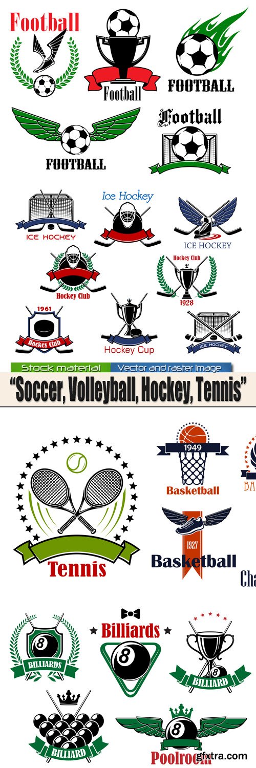 Soccer, Volleyball, Hockey, Tennis - Sports emblem 2