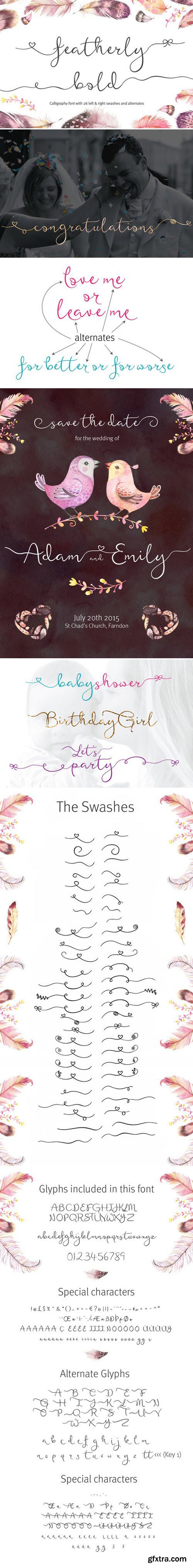 CM - Featherly Bold - wedding swash font 429395