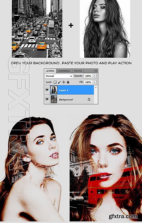 GraphicRiver - Double Exposure - Photoshop Action 13600278
