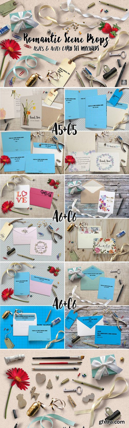 CM - Romantic Props & A5 A6 C5 C6 Mockups 429394