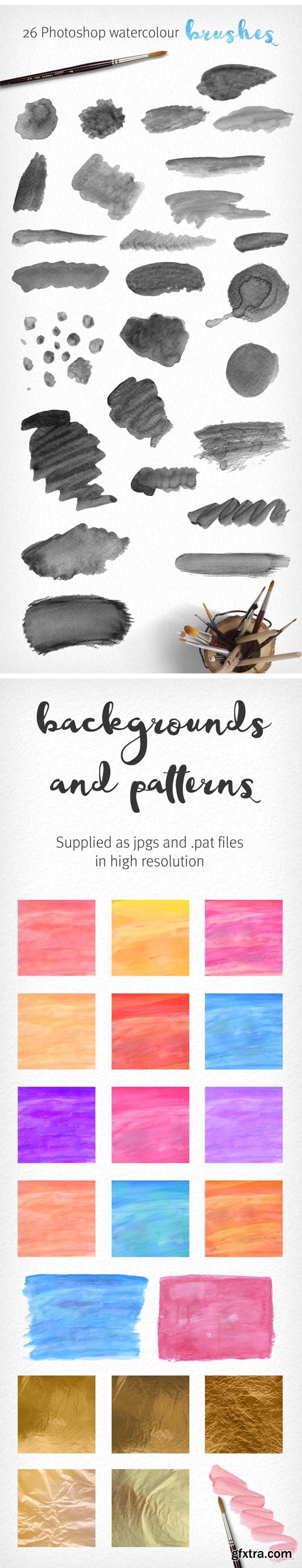 CM 419925 - Watercolour Brushes & Backgrounds