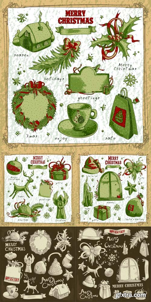 Vector Set of Christmas Elements