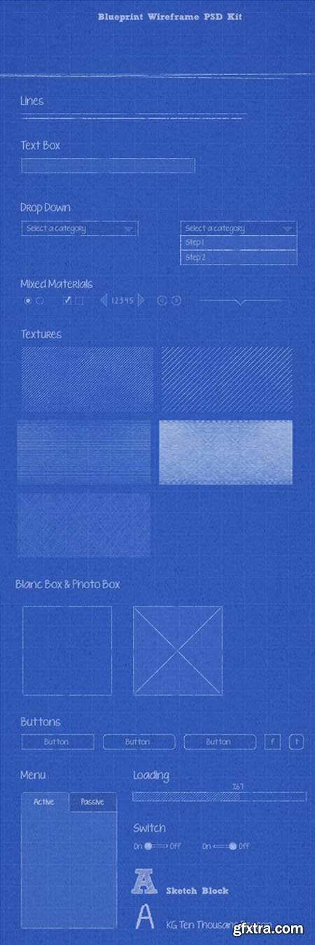 Blueprint Wireframe PSD Kit