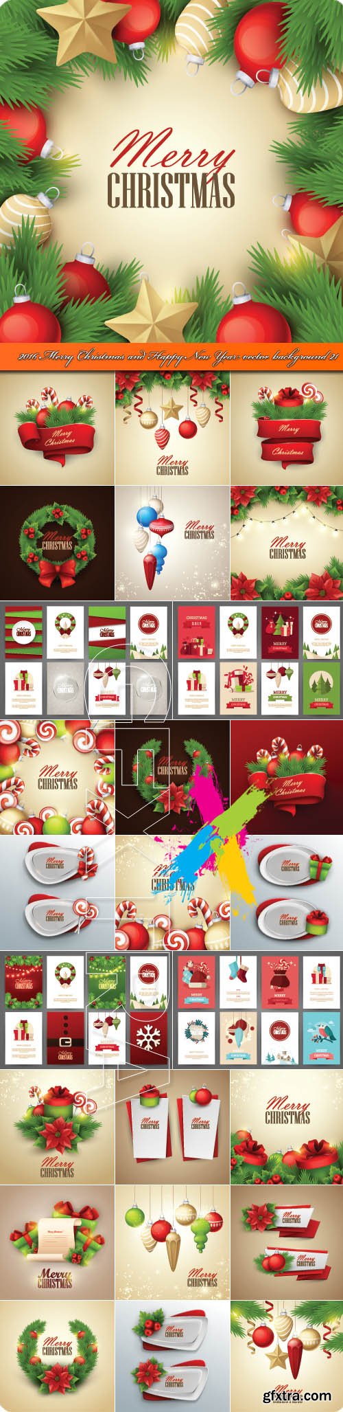 2016 Merry Christmas and Happy New Year vector background 21