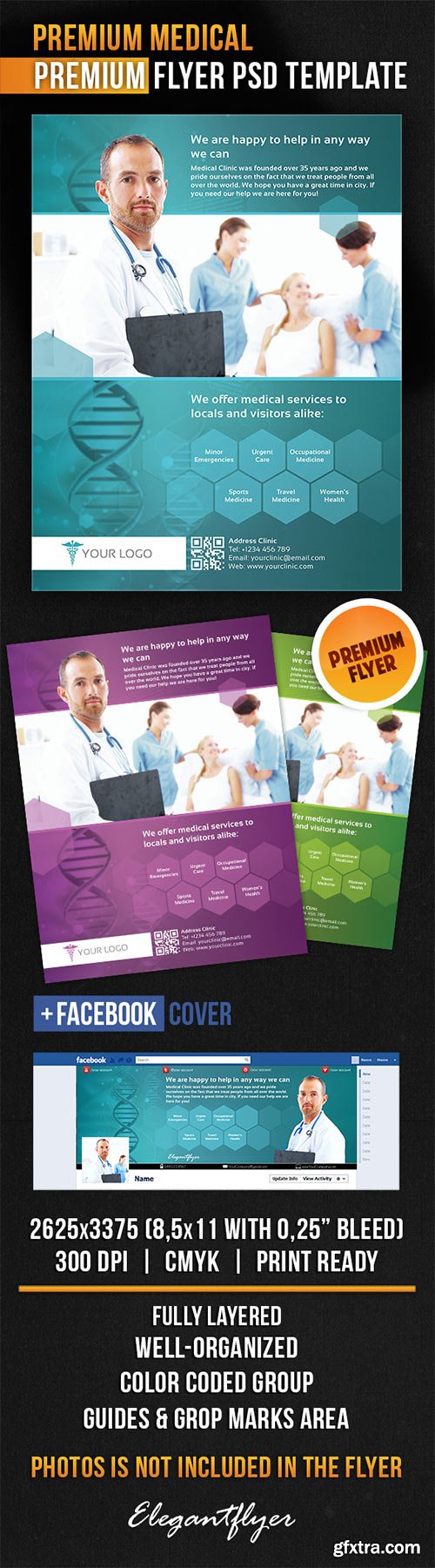 Premium Medical Flyer PSD Template + Facebook Cover