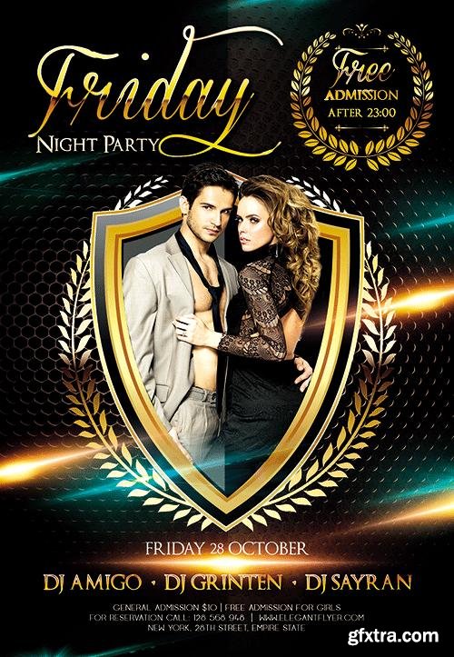 Friday Night Party Flyer PSD Template + Facebook Cover