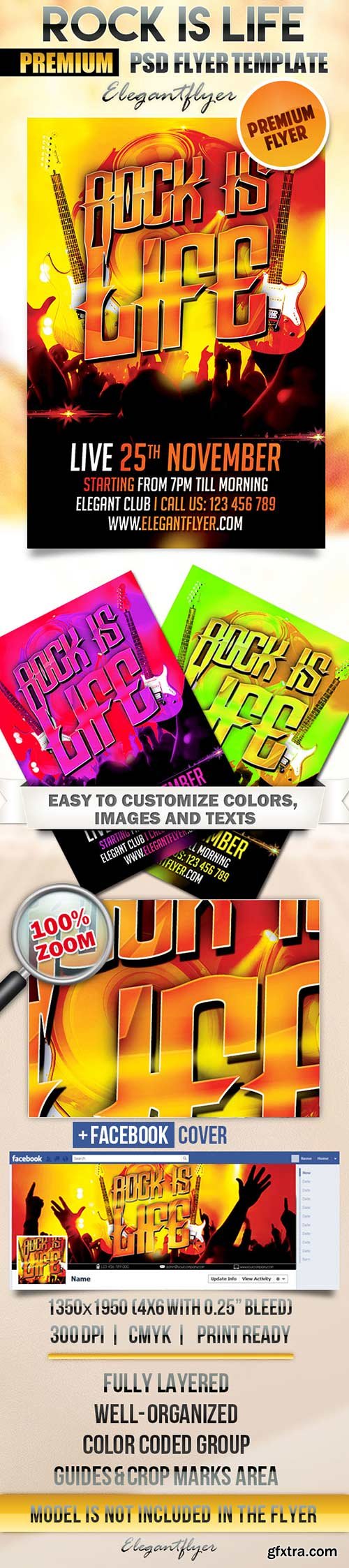 RockNight Flyer PSD Template + Facebook Cover