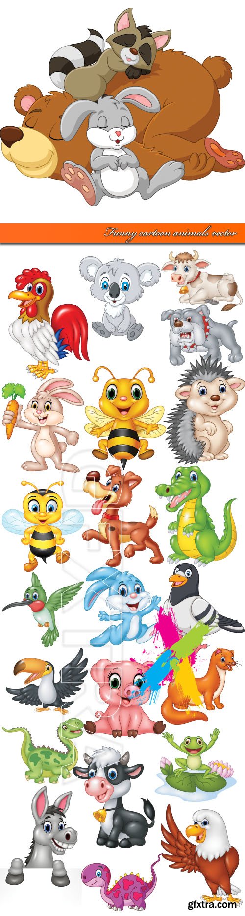 Funny cartoon animals vector