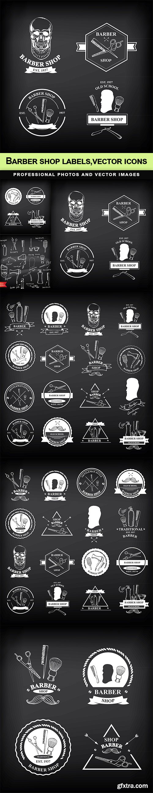 Barber shop labels,vector icons - 6 EPS