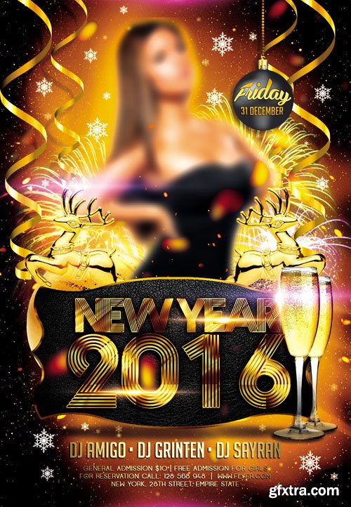 New Year 2016 – Flyer PSD Template + Facebook Cover