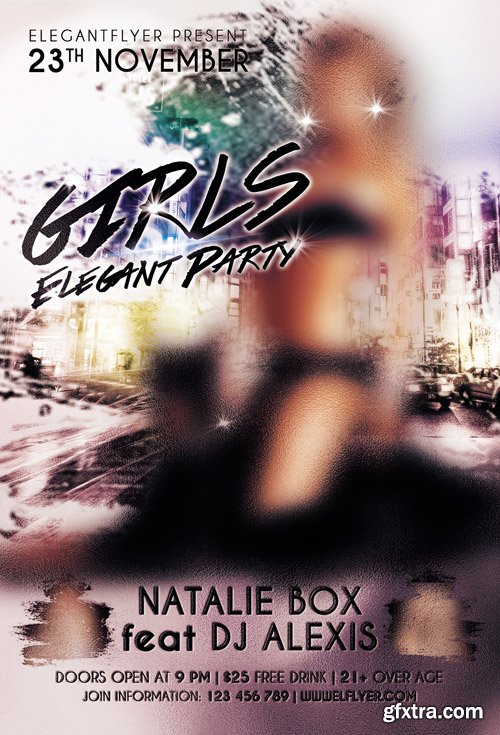 Girls Elegant Party – Flyer PSD Template + Facebook Cover