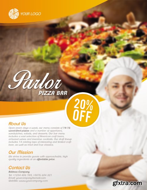 Pizza Parlor – Flyer PSD Template + Facebook Cover