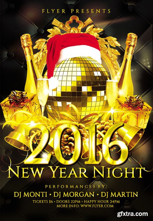 2016 New Year Party – Flyer PSD Template + Facebook Cover