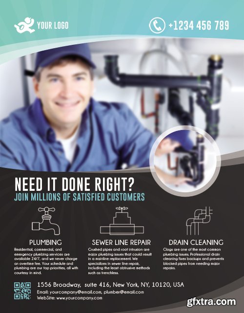 Plumber Service – Flyer PSD Template + Facebook Cover