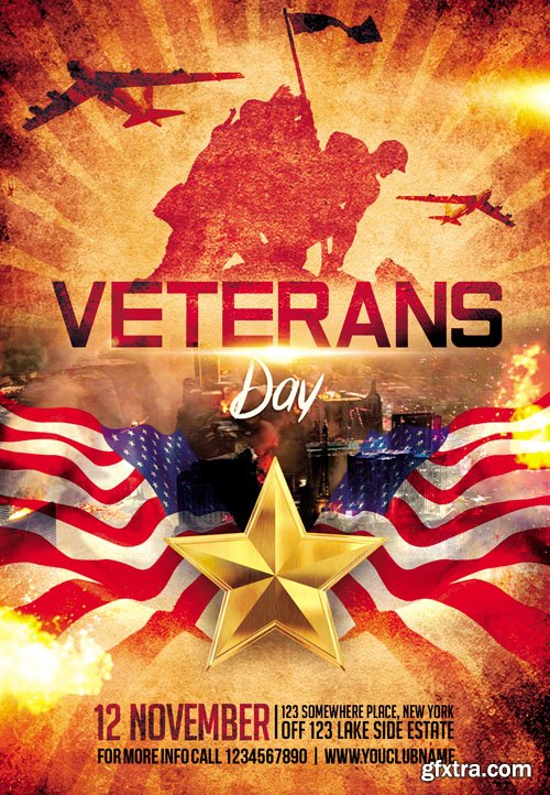 Veterans Day – Flyer PSD Template + Facebook Cover