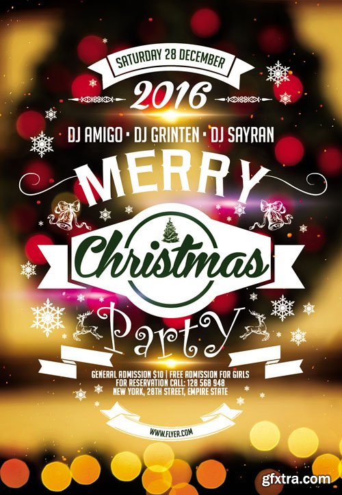 Merry Christmas Party – Flyer PSD Template + Facebook Cover