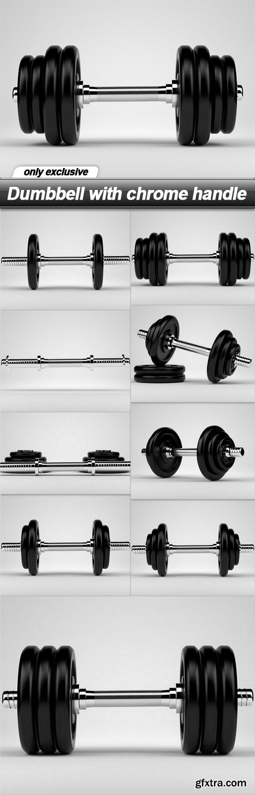 Dumbbell with chrome handle - 9 UHQ JPEG