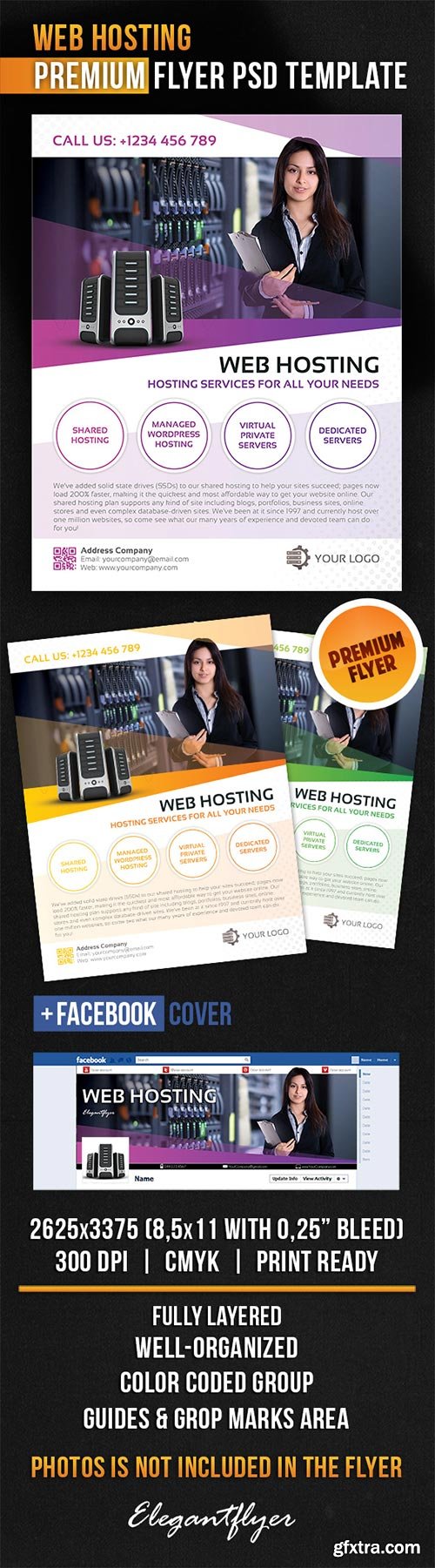 Web Hosting Flyer PSD Template + Facebook Cover