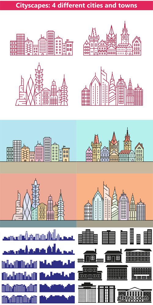 Silhouettes of the City Vector Set